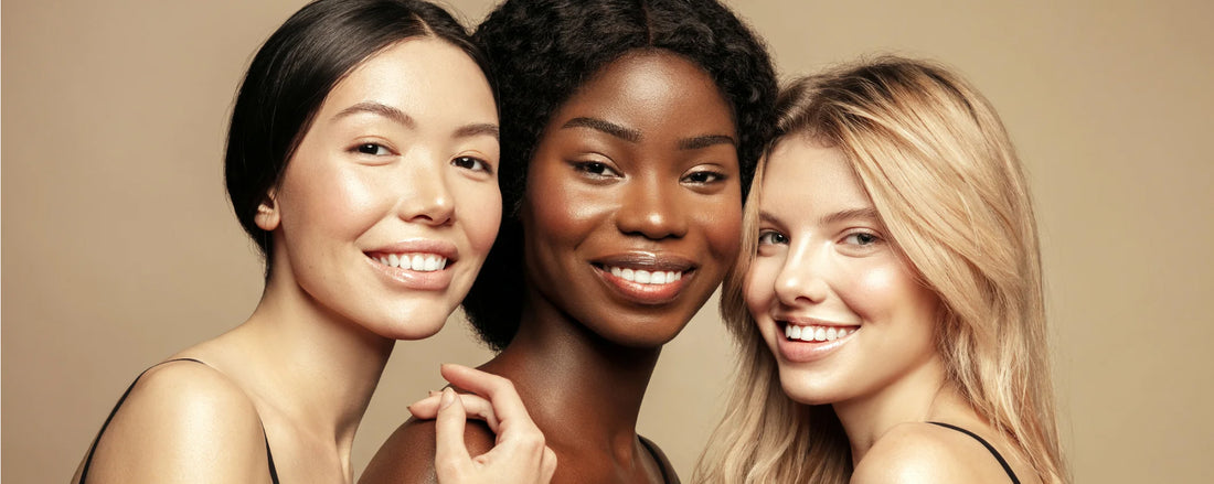 Three women with different hair types