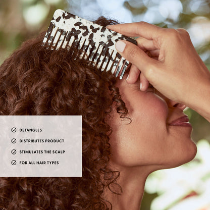 detangles
distributes product
stimulates the scalp
for all hair types